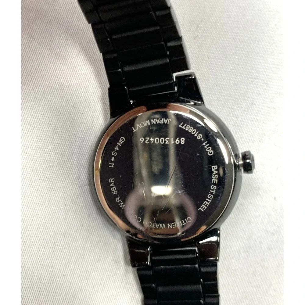 Citizen Quartz Watch Womens G011-S106877‎ Black Metal Bracelet Japan NEW BATTERY